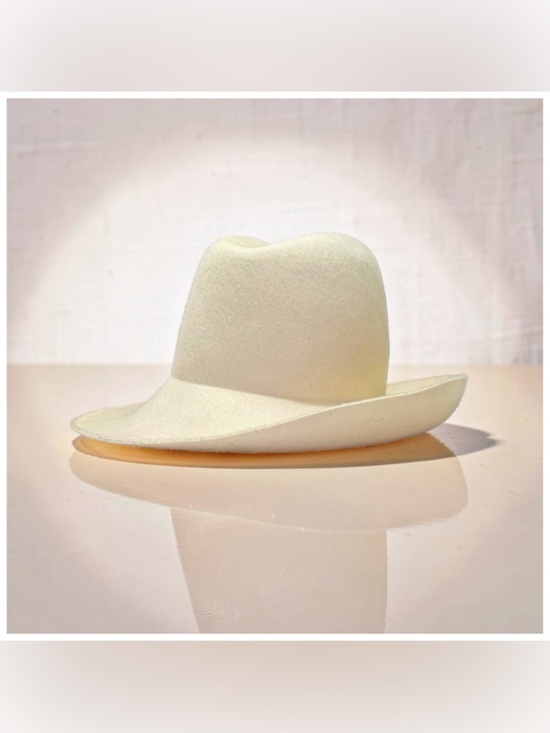 Vintage Madcaps Paris Ivory Wool Felt Fedora | Wide Brim | Western Style Hat main image 6
